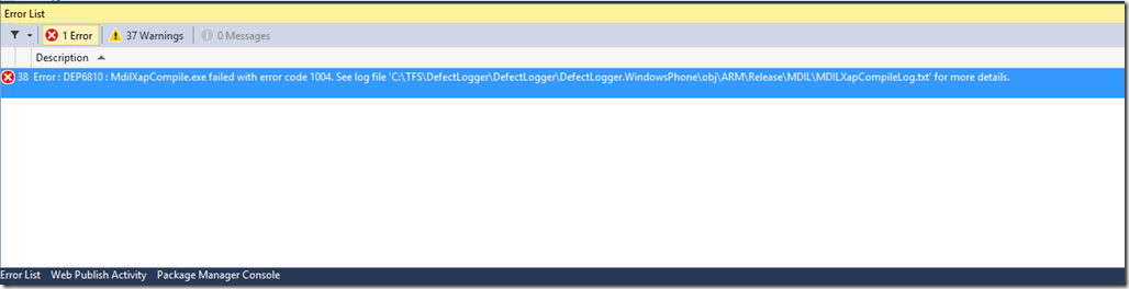 MdilXapCompile code 1004 - error windows cropped